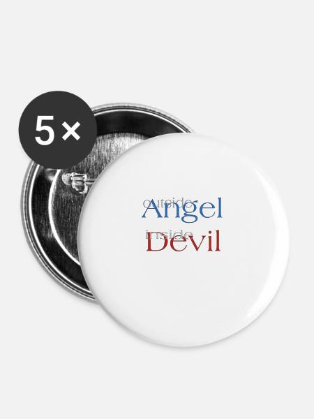 Engel oder Teufel? - Buttons klein 25 mm (5er Pack) - Weiß