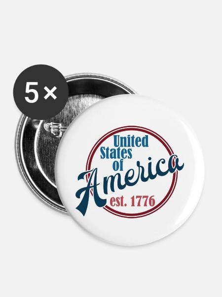 United States of America - Buttons klein 25 mm (5er Pack) - Weiß