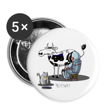 Milkyway - Lot de 5 petits badges (25 mm) - blanc - Devant