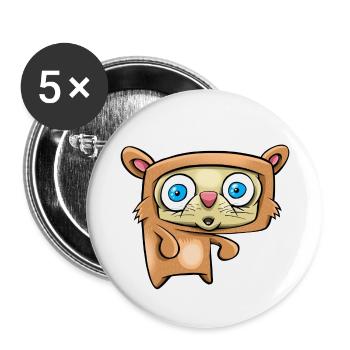 Funny Animal - Buttons klein 25 mm (5er Pack) - Weiß - Vorne