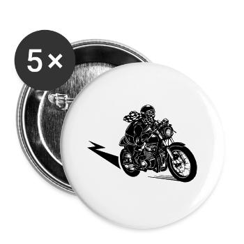 Motorbike rider - Buttons small 1''/25 mm (5-pack) - white - Front