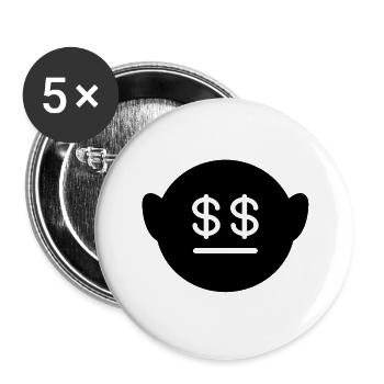 Gesicht Dollar - Buttons klein 25 mm (5er Pack) - Weiß - Vorne