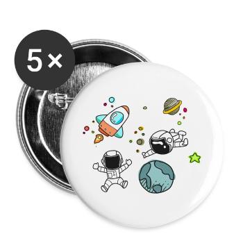 Weltraum Motiv - Buttons klein 25 mm (5er Pack) - Weiß - Vorne