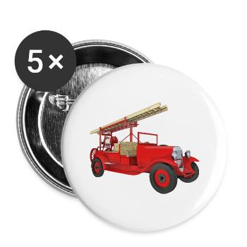 Retro fire engine, fire engine - Buttons small 1''/25 mm (5-pack) - white - Front