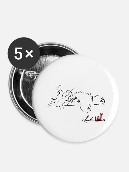 SCHLAFENDE KATZE - Buttons klein 25 mm (5er Pack) - Weiß