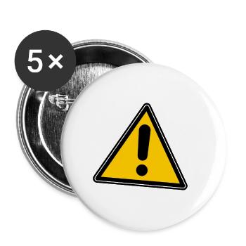 attention danger - Buttons small 1''/25 mm (5-pack) - white - Front