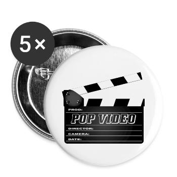 Pop Video Movie Clapperboard - Buttons klein 25 mm (5er Pack) - Weiß - Vorne