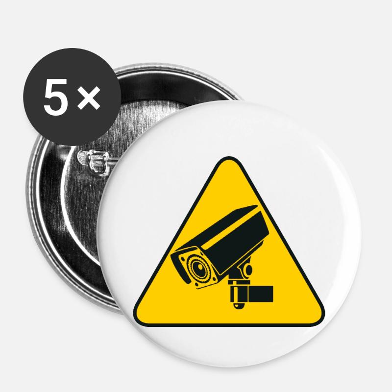Videoüberwachung - Buttons klein 25 mm (5er Pack) - Weiß