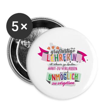 Großartige Lehrerin - Buttons klein 25 mm (5er Pack) - Weiß - Vorne