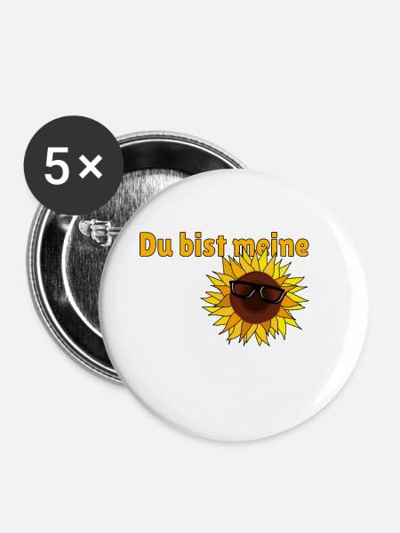 Du bist meine Sonnenblume - Buttons klein 25 mm (5er Pack) - Weiß
