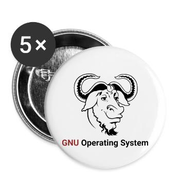 GNU Operating System - Buttons small 1''/25 mm (5-pack) - white - Front