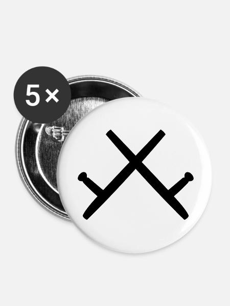 Kobudo zwei Tonfas Schattenbild - Buttons klein 25 mm (5er Pack) - Weiß