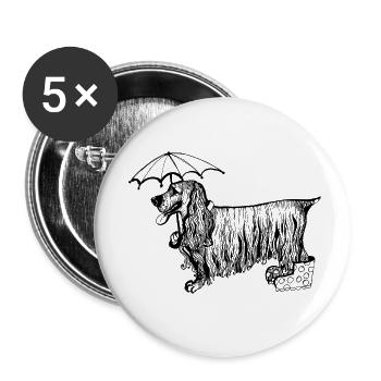Cocker spaniel - Lot de 5 petits badges (25 mm) - blanc - Devant