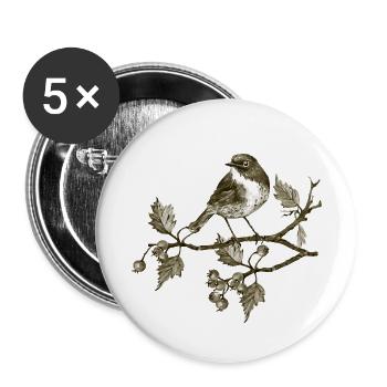 Oiseau - Lot de 5 petits badges (25 mm) - blanc - Devant