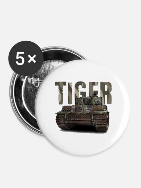 Tiger Illustration - Buttons klein 25 mm (5er Pack) - Weiß