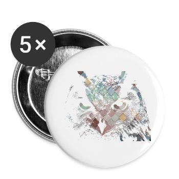 Owl - Buttons small 1''/25 mm (5-pack) - white - Front