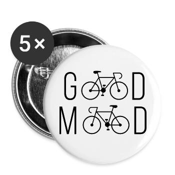 Radfahren - gute Laune - Buttons klein 25 mm (5er Pack) - Weiß - Vorne