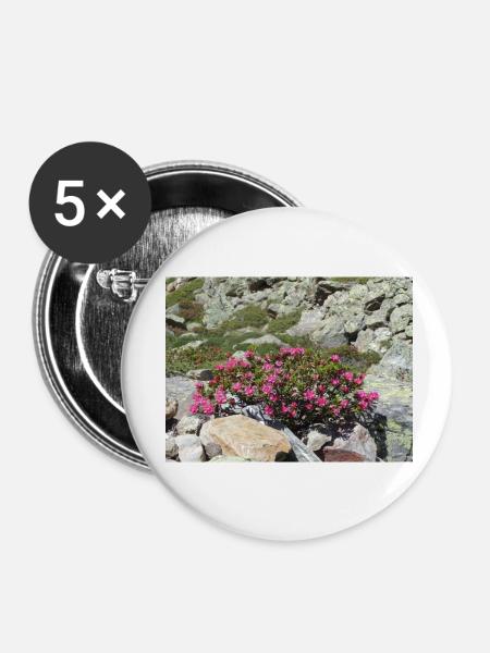 Alpenrosen - Buttons klein 25 mm (5er Pack) - Weiß
