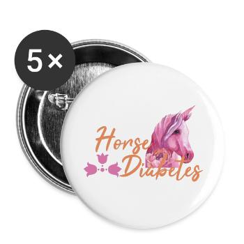 cheval de diabète - Lot de 5 petits badges (25 mm) - blanc - Devant