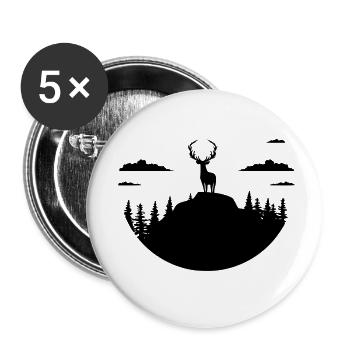Hirsche - Buttons klein 25 mm (5er Pack) - Weiß - Vorne