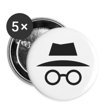 Mode navigation privée. - Lot de 5 petits badges (25 mm) - blanc - Devant