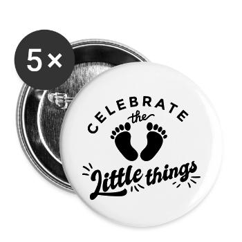 Célébrer la naissance de l’enfant - Lot de 5 petits badges (25 mm) - blanc - Devant