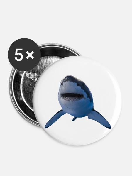 Great white shark - Buttons klein 25 mm (5er Pack) - Weiß