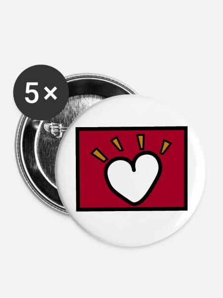 Lieben ist dringend - Buttons klein 25 mm (5er Pack) - Weiß