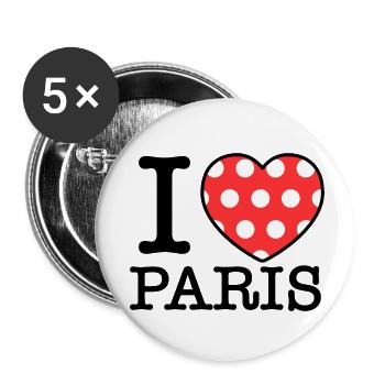 I Love Paris | I Heart Paris - Buttons small 1''/25 mm (5-pack) - white - Front