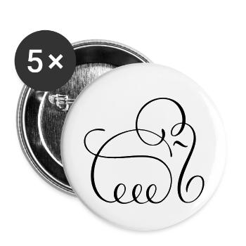 Pencil Line Art Elephant - Buttons small 1''/25 mm (5-pack) - white - Front