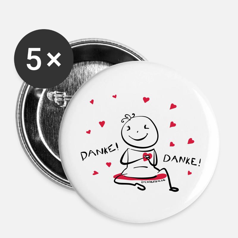 Thank you! - Buttons small 1''/25 mm (5-pack) - white