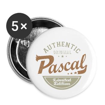 Pascal Geschenk tshirt personifiziert vor dem Osternamen - Buttons klein 25 mm (5er Pack) - Weiß - Vorne