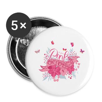 Pink October - Buttons small 1''/25 mm (5-pack) - white - Front