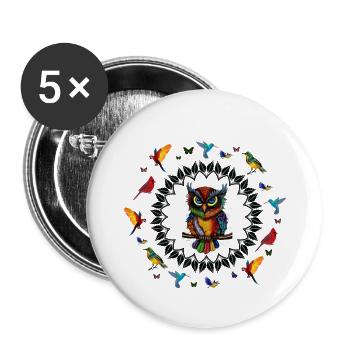 I Love Owls, Owls, Owl Hoodies, Owl T shirts, Funn - Buttons small 1''/25 mm (5-pack) - white - Front