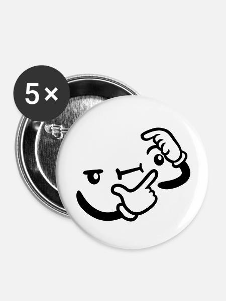 Design Grübeln Gesicht - Buttons klein 25 mm (5er Pack) - Weiß