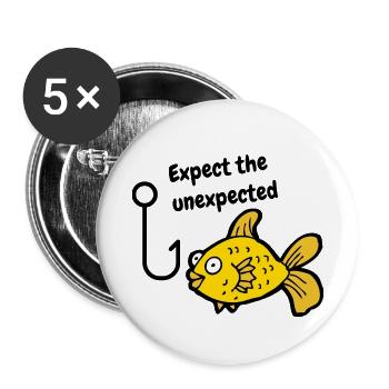 Pêche pêche - Lot de 5 petits badges (25 mm) - blanc - Devant