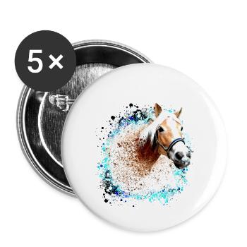 horse,haflinger, graffiti, painting, blue, horses, - Buttons small 1''/25 mm (5-pack) - white - Front