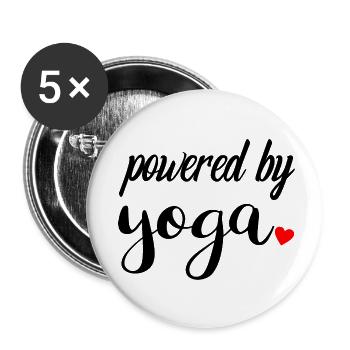 Powered By Yoga avec le cœur | Yoga Motivation - Lot de 5 petits badges (25 mm) - blanc - Devant