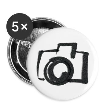 Appareil photo - Lot de 5 petits badges (25 mm) - blanc - Devant