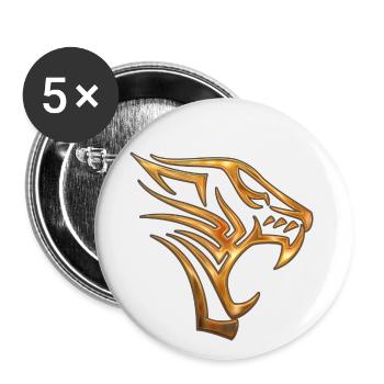 Tribal Tiger - Lot de 5 petits badges (25 mm) - blanc - Devant
