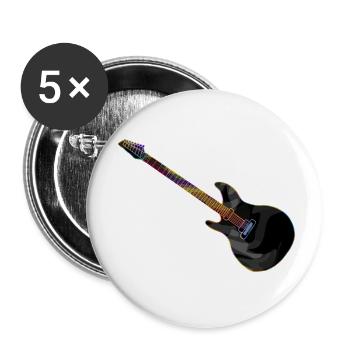 Guitare - Lot de 5 petits badges (25 mm) - blanc - Devant