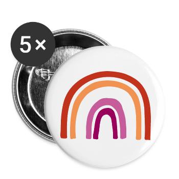 Lesbisch Regenbogen LGBT - Buttons klein 25 mm (5er Pack) - Weiß - Vorne