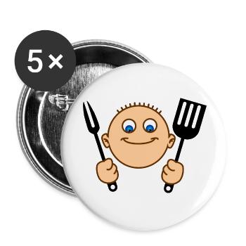 Fröhliche Hilfe in der Küche oder BBQ - Buttons klein 25 mm (5er Pack) - Weiß - Vorne