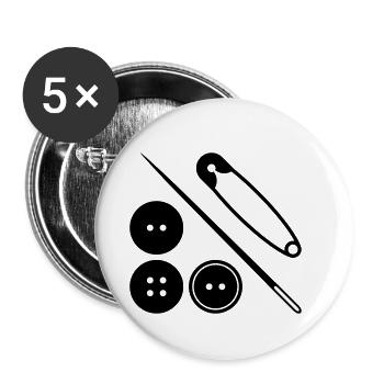 Needle, safety pin and buttons - Buttons small 1''/25 mm (5-pack) - white - Front
