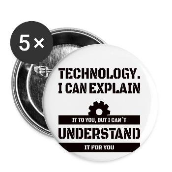 COMPUTER TEACHER: I Can Explain Technology - Buttons klein 25 mm (5er Pack) - Weiß - Vorne