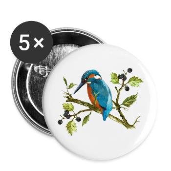 Oiseau coloré - Lot de 5 petits badges (25 mm) - blanc - Devant