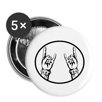 Rock Musik Rock and Roll - Lot de 5 petits badges (25 mm) - blanc - Devant