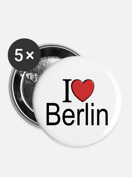 I love Berlin - Buttons klein 25 mm (5er Pack) - Weiß