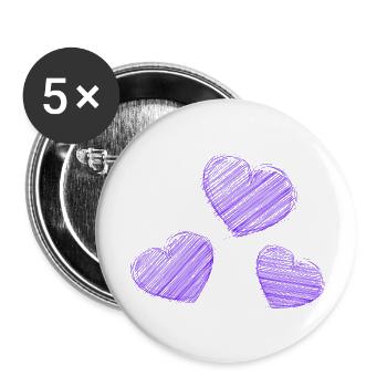 CŒUR. CŒURS. SAINT VALENTIN. LOVE. AMOUR. HEART - Lot de 5 petits badges (25 mm) - blanc - Devant