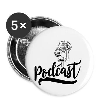Podcast Podcasts Production Listening Host - Buttons small 1''/25 mm (5-pack) - white - Front